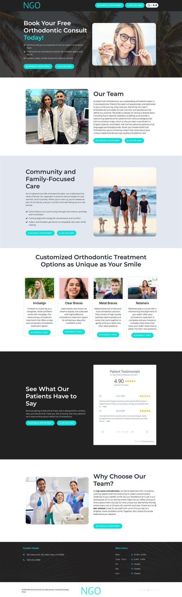 Conversion-focused orthodontic consultation landing page